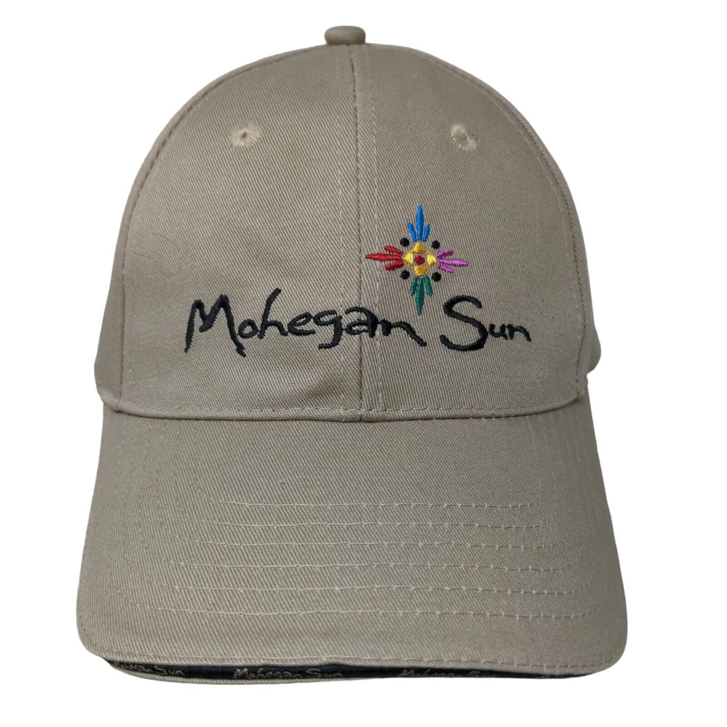 Mohegan Sun Men's Slideback Hat Tan Adjustable Embroidered Logo 100% Cotton