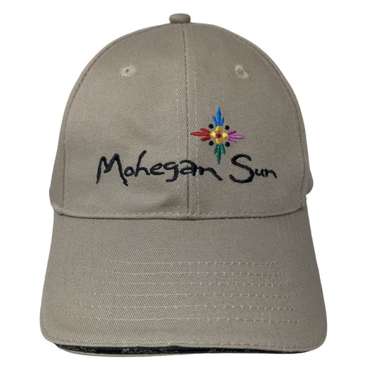 Mohegan Sun Men's Slideback Hat Tan Adjustable Embroidered Logo 100% Cotton