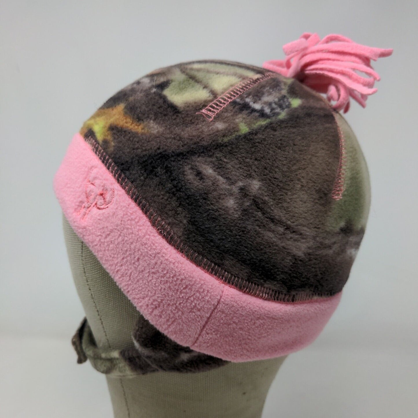 Huntworth Girls Camo Beanie Hat Fleece Green Brown Pink One Size Embroidered