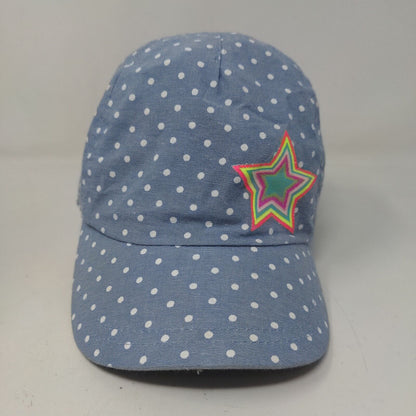 Unbranded Toddler Hat Blue Stretchy 100% Cotton Polka Dot Star Pattern