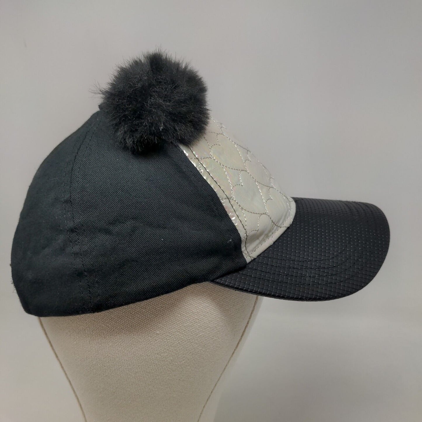 Wonder Nation Girl's Strapback Hat Black Size OS Cute Pom Poms Ears