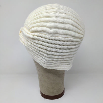 Knit Bonbons Soft Womens Hat Cream 100% Acrylic Knotted Cap Logo