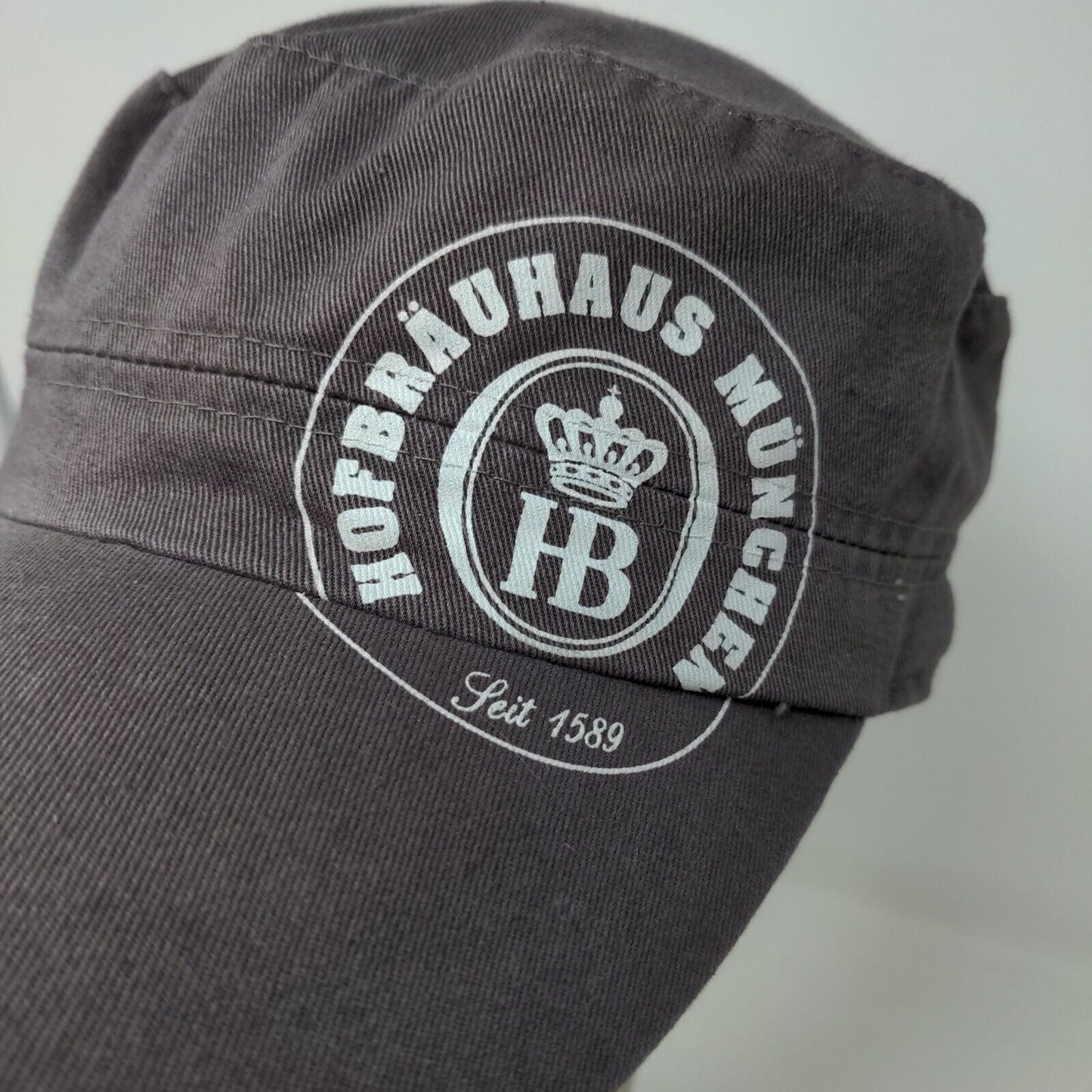 Hofbrauhaus Munchen Men's Slideback Hat Gray Graphic Logo Cotton Beer