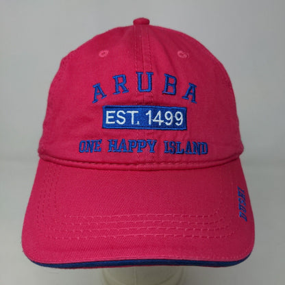 Aruba Women's Slideback Hat Pink Adjustable Embroidered Logo One Happy Island