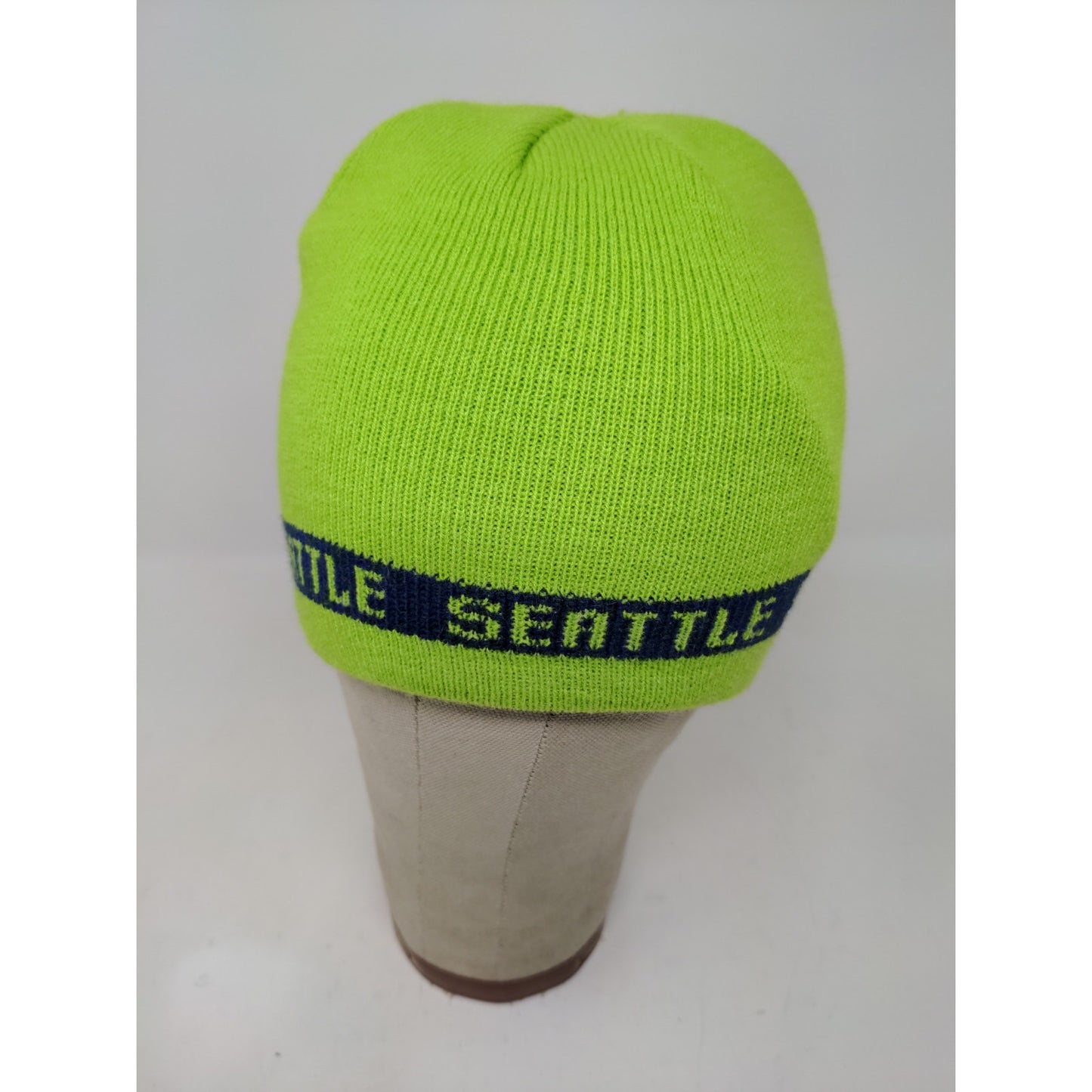 Seattle Men's Knit 100% Acrylic Beanie Hat Green OSFA Spell Out