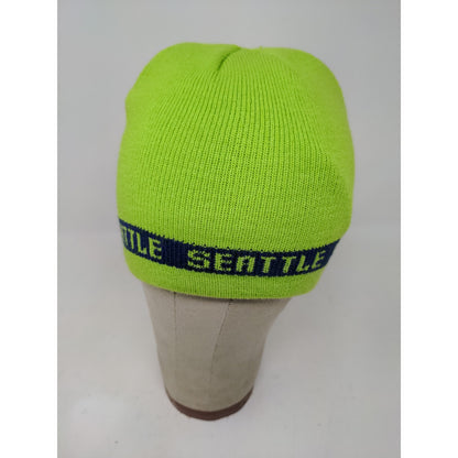 Seattle Men's Knit 100% Acrylic Beanie Hat Green OSFA Spell Out