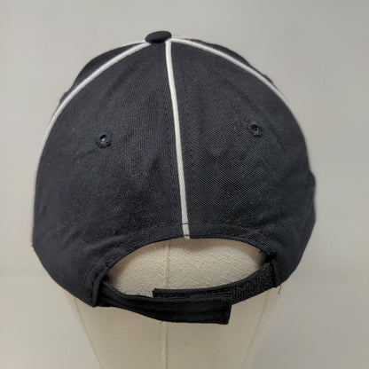 Unbranded Men's Strapback Hat Black Adjustable Blank White Stripes