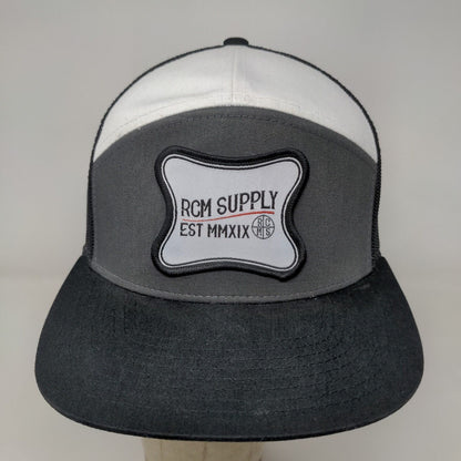 RCM Supply Men's Snapback Mesh Back Hat Cap Black Gray Patch Logo