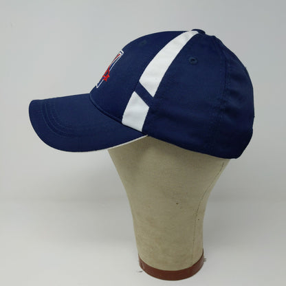 Sport-Tek V Zone 5 Strapback Hat Blue White Red Embroidered Logo 91% Nylon