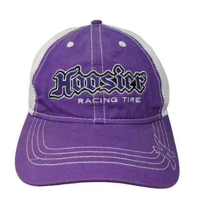 Hoosier Tire Men's Strapback Mesh Back Hat Purple White OSFA Embroidered Logo