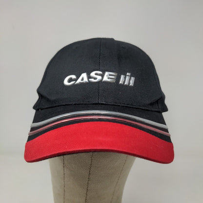 Case IH Men's Strapback Hat Black Red Striped 3D Metallic Logo