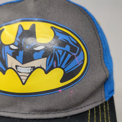 Batman Boy's Snapback Hat Gray Blue OSFM Graphic Batman Logo 100% Cotton