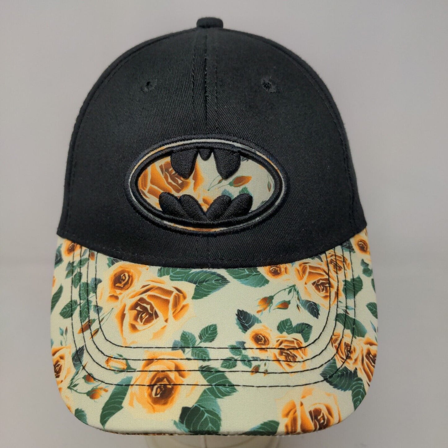 Six Flags Men's Slideback Hat Black Adjustable Floral Embroidered Logo