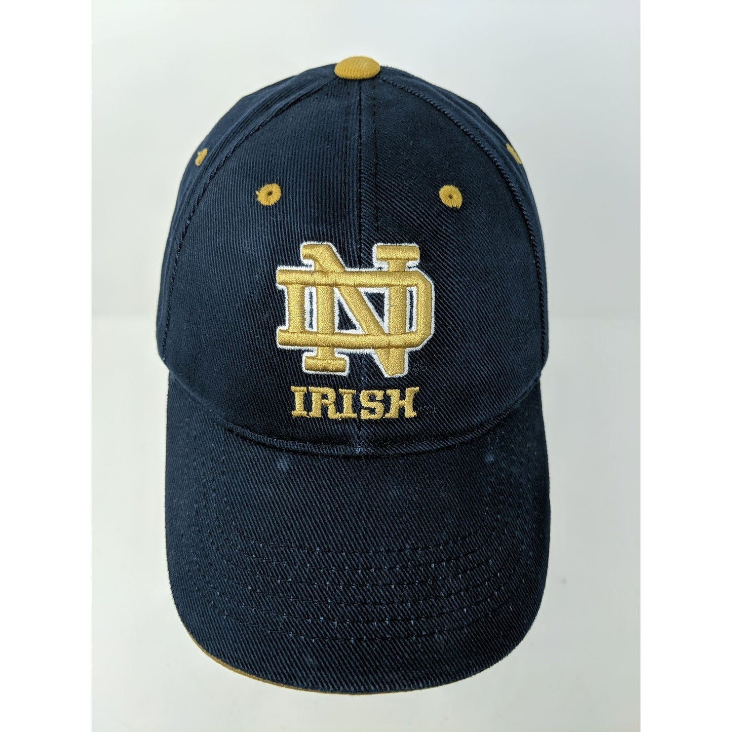 VTG Notre Dame Irish Hat Cap OSFA Strapback Embroidered Logo Blue & Gold