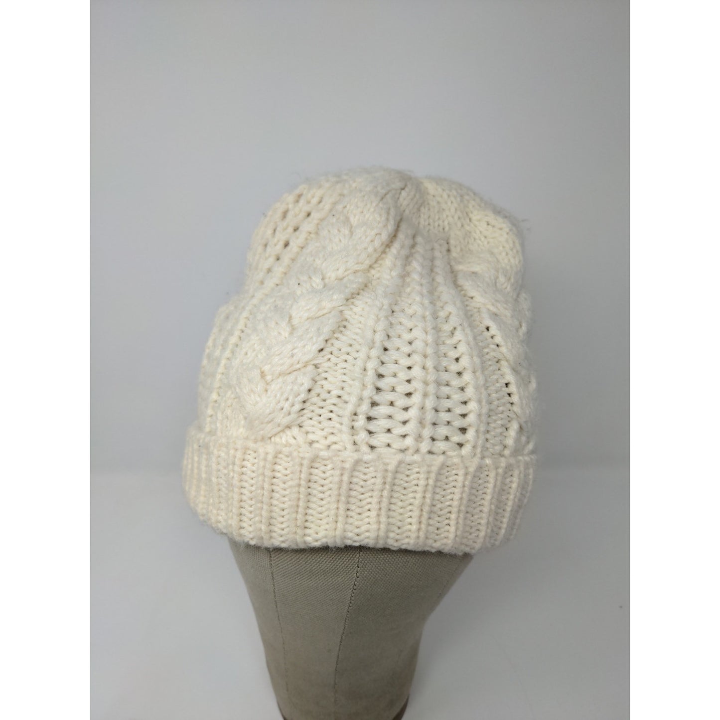 K Accessories Cable Knit Beanie Hat Cream 100% Recycle Material