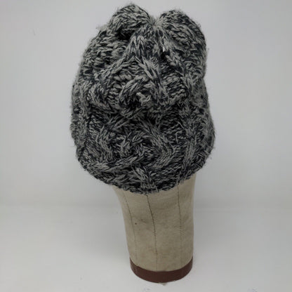 Beanie Hat W/ Bill Lined Soft Warm Black Gray Button Accents