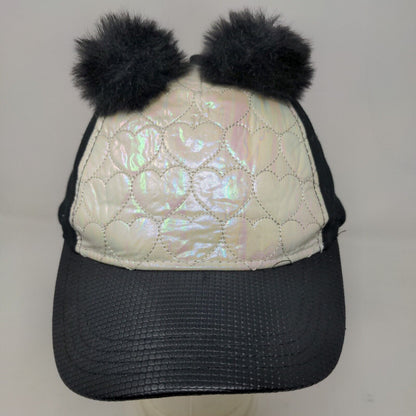 Wonder Nation Girl's Strapback Hat Black Size OS Cute Pom Poms Ears