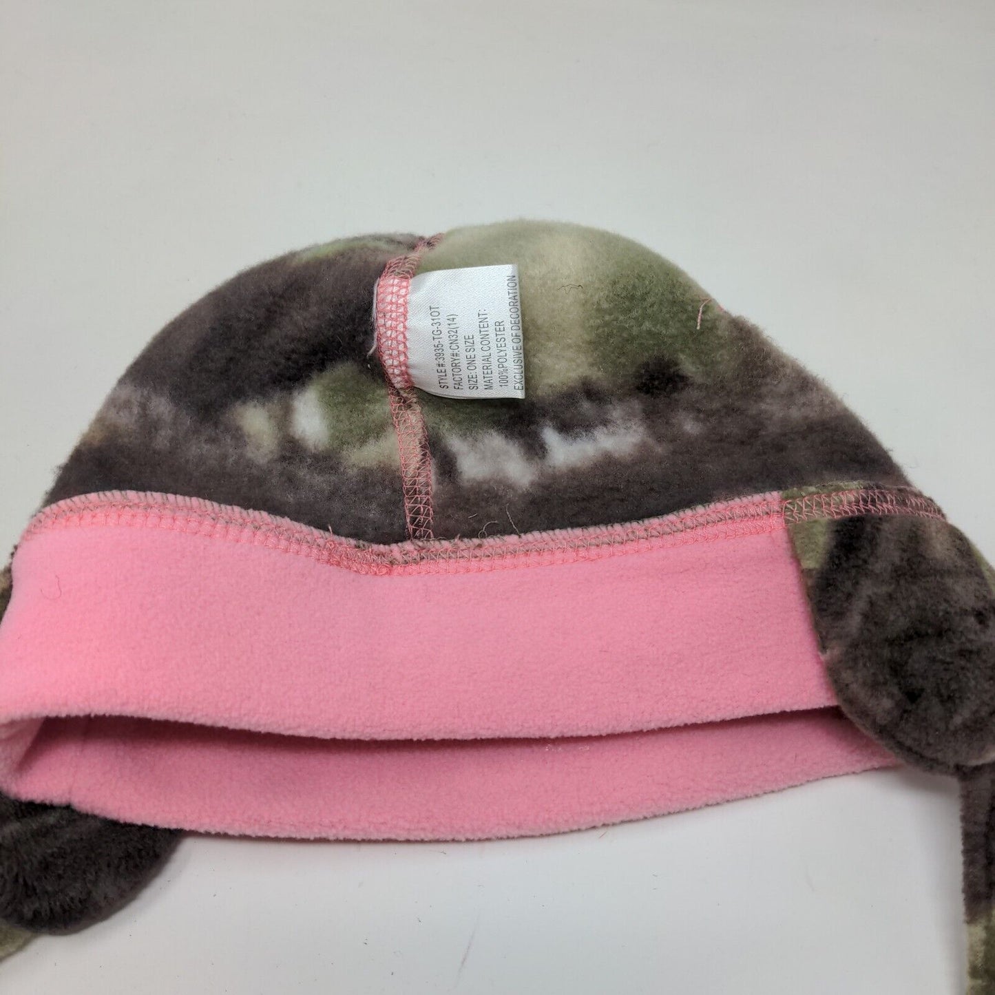 Huntworth Girls Camo Beanie Hat Fleece Green Brown Pink One Size Embroidered
