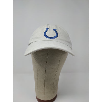 NFL Football Indianapolis Colts Strapback Hat Embroidered Horseshoe Logo Beige