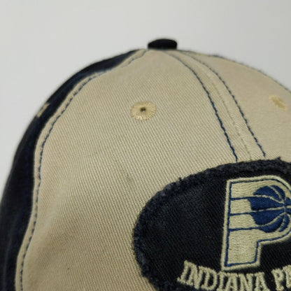 NBA Indiana Pacers Slideback Hat Embroidered Logo Tan Blue OSFA