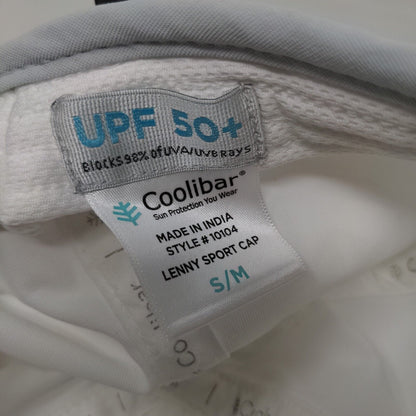 Coolibar UPF 50+ Men's Lenny Sport Cap White Size S/M Drawstring 100% Polyester