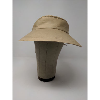 Womens Gitano Sun Visor Hat Brown Tan Beige Tie Back Blank Wide Brim