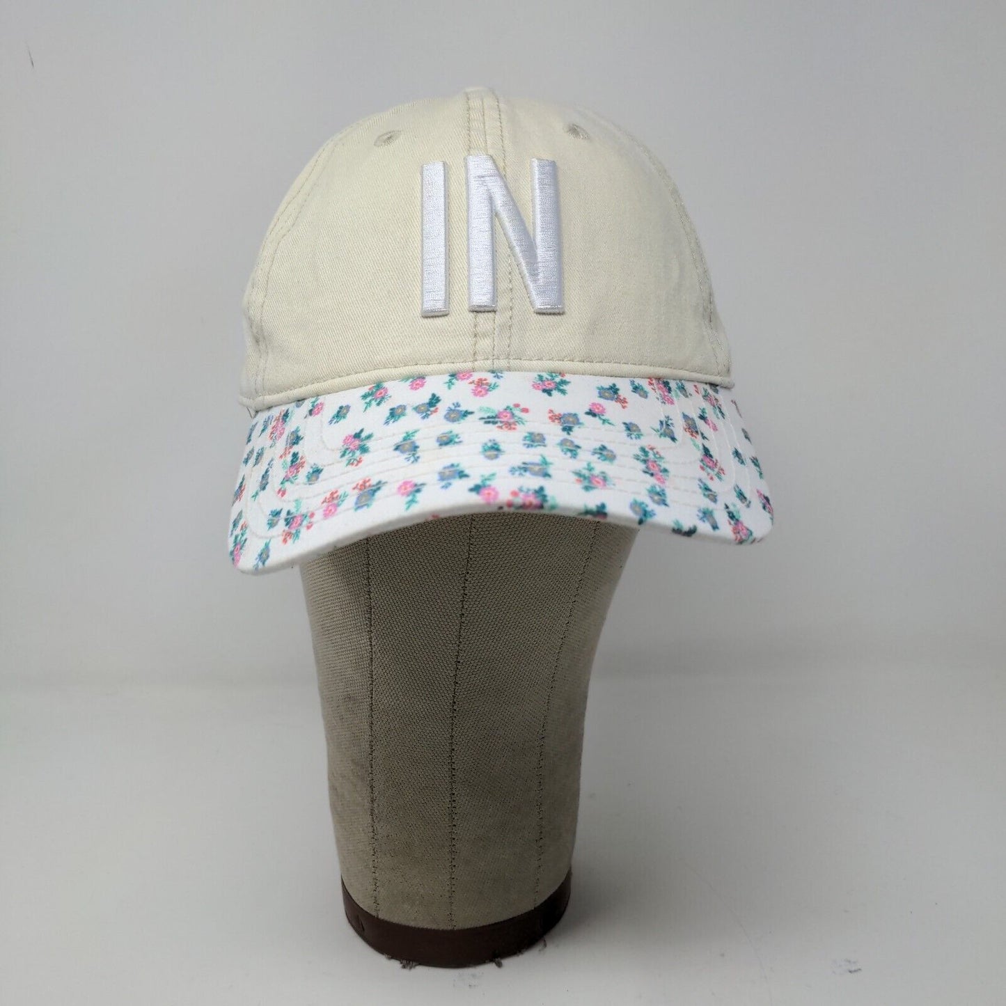 Home Free Womens IN Indiana Slideback Hat Cap Cream OSFM Embroidered Logo