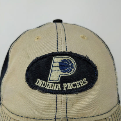 NBA Indiana Pacers Slideback Hat Embroidered Logo Tan Blue OSFA