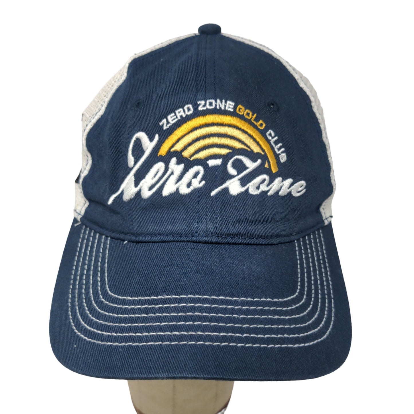 District Men's Zero Zone Gold Club Strapback Mesh Back Hat Blue White Gatorade