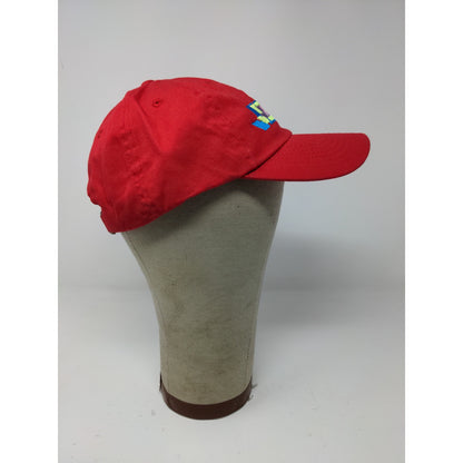 Justice Slideback Hat Red Embroidered Spell Out Colorful 100% Cotton