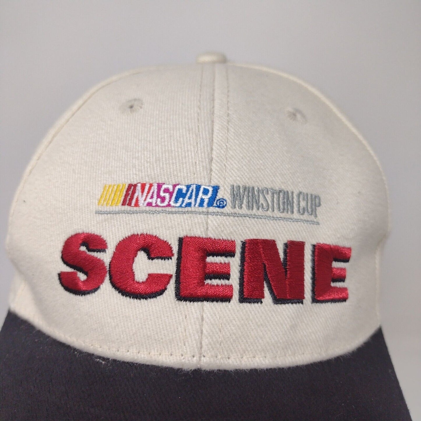 NASCAR Men's Winston Cup SCENE Slideback Hat Cream Adjustable Embroidered Logo