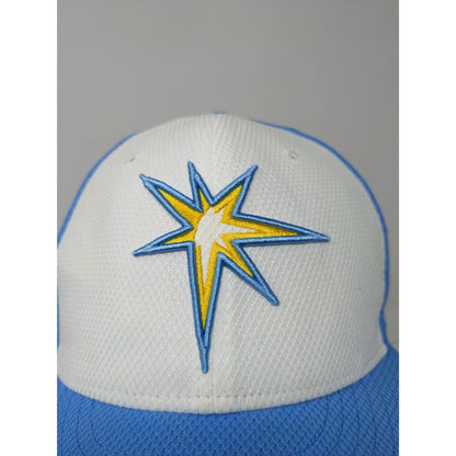 New Era 59Fifty MLB Tampa Rays 2017 Florida Hat SZ 7 1/4 White Blue Embroidered