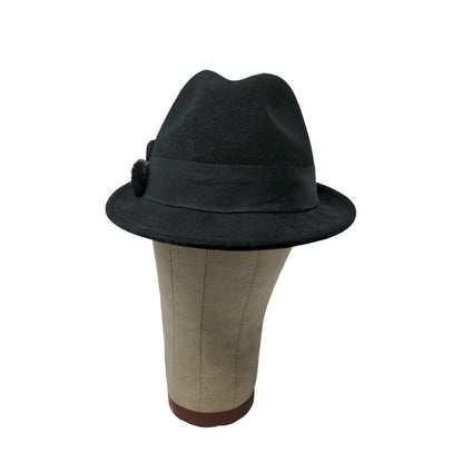 Scala Collezione 100% Wool Fedora Hat OS Black Gem Fabric Flower Accent