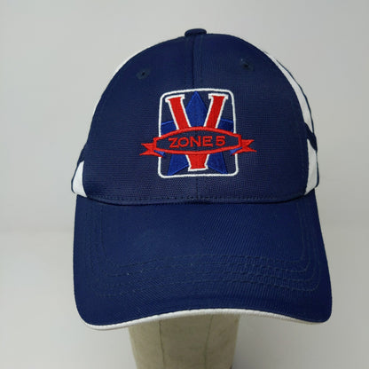 Sport-Tek V Zone 5 Strapback Hat Blue White Red Embroidered Logo 91% Nylon