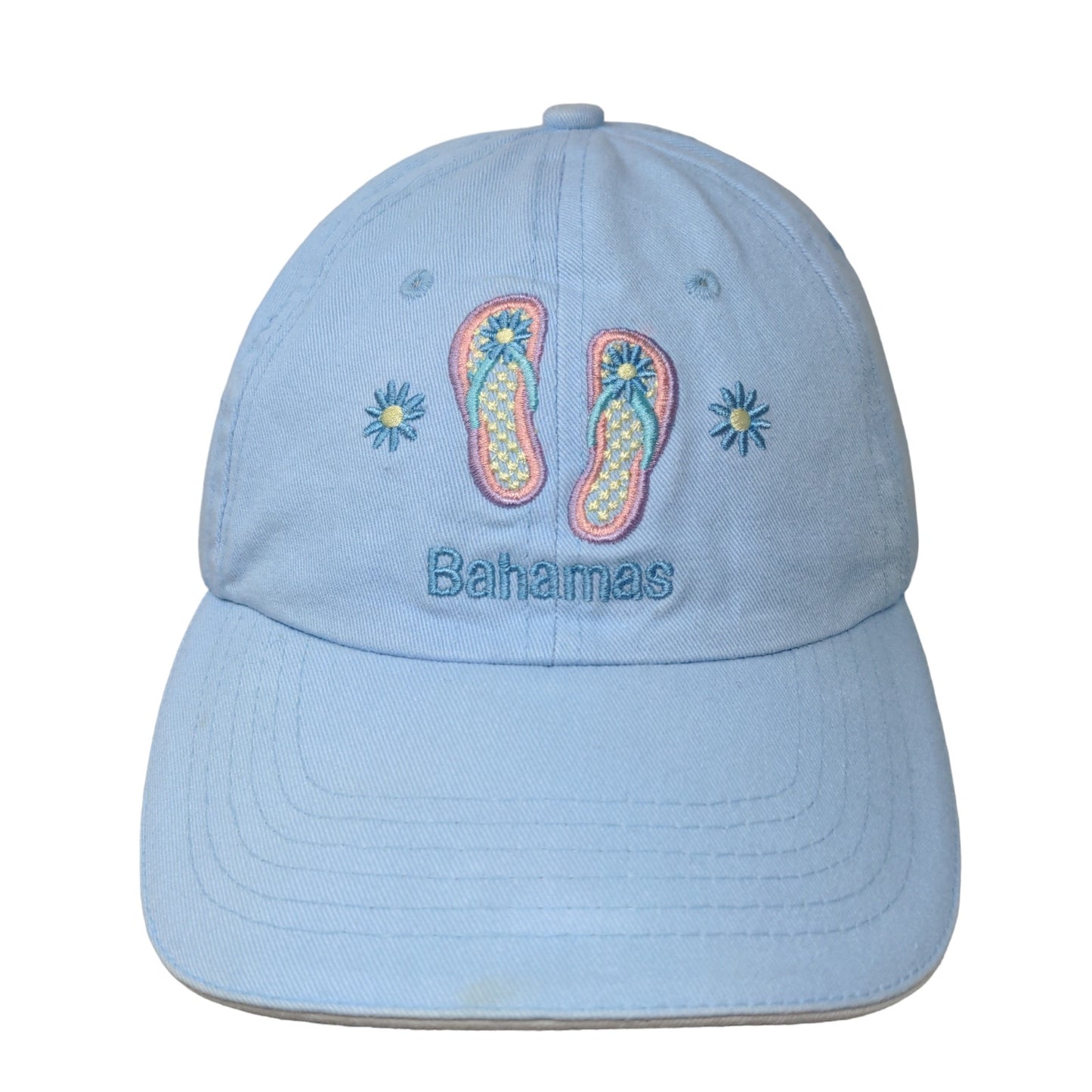 Bahamas Women's Strapback Hat Blue OSFA Embroidered Flip Flops Logo