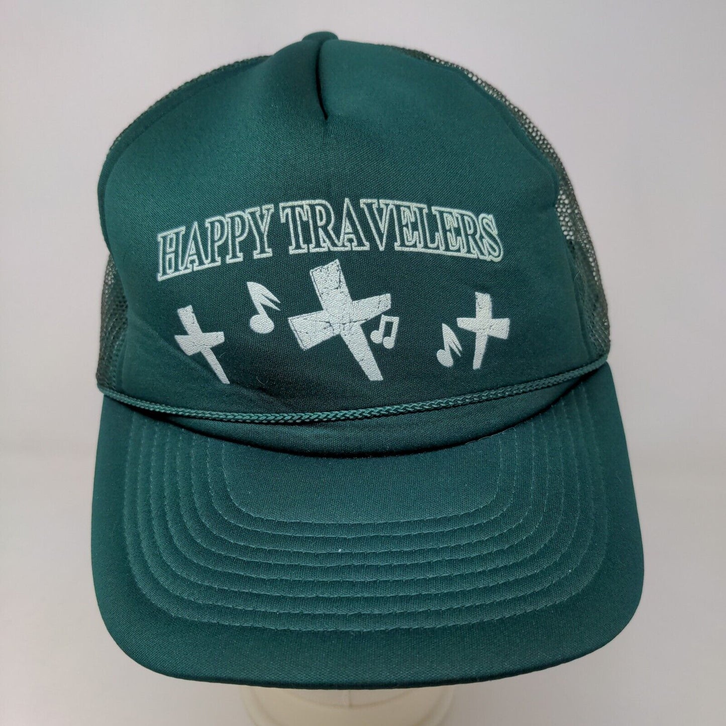 Cobra Caps Men's Snapback Mesh Back Hat Green Size OSFA Happy Travelers Logo