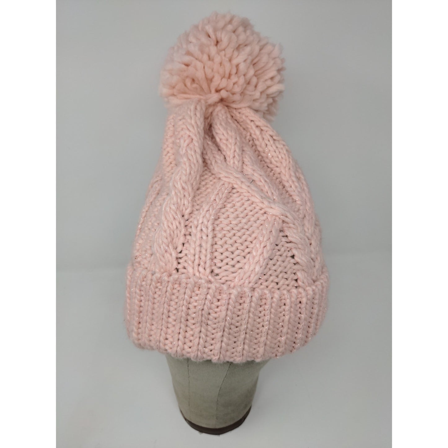 Berkshire Fashion Inc Cable Knit Beanie Hat Pink OSFM Big Pom-Pom