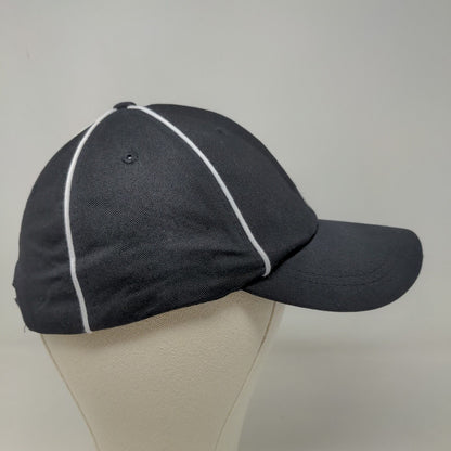 Unbranded Men's Strapback Hat Black Adjustable Blank White Stripes