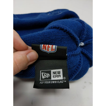New Era NFL Indianapolis Colts Football Beanie Hat Embroidered Logo Pom Pom Blue
