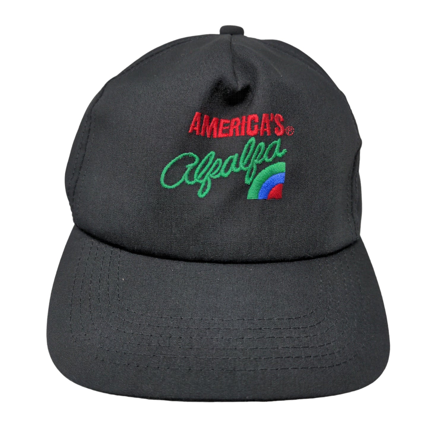 America's Alfalfa Men's Snapback Hat Black Adjustable Embroidered Logo