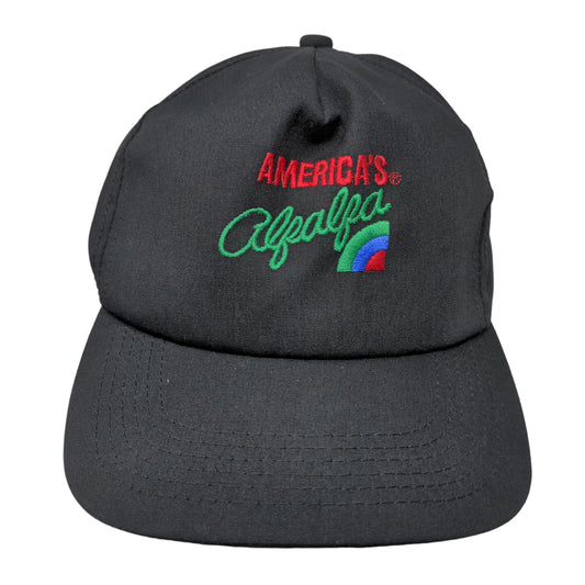 America's Alfalfa Men's Snapback Hat Black Adjustable Embroidered Logo