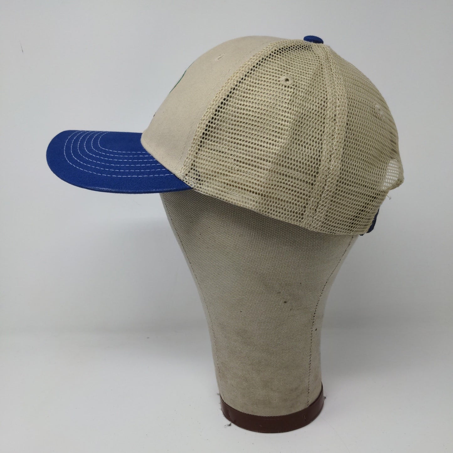 Stoller USA Strapback Mesh Back Hat Embroidered Logo Blue Tan