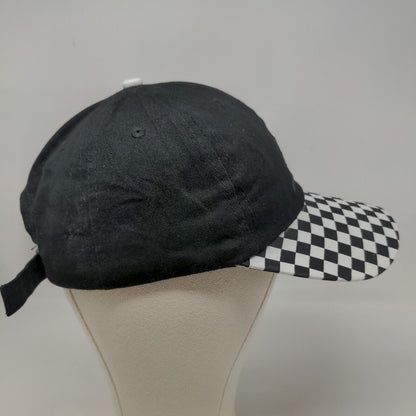 Rue 21 ETC Women's Slideback Hat Black White Check Adjustable Embroidered Rose