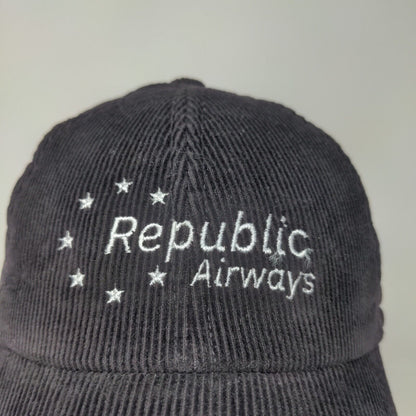 Republic Airways Men's Corduroy Fitted Hat Black Size 57CM Embroidered Logo
