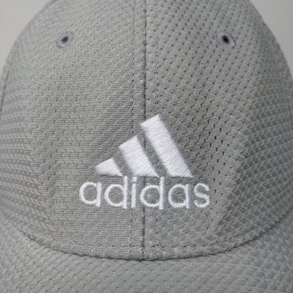 Adidas Men's Fitted Hat Gray Size L/XL Embroidered Logo 100% Polyester