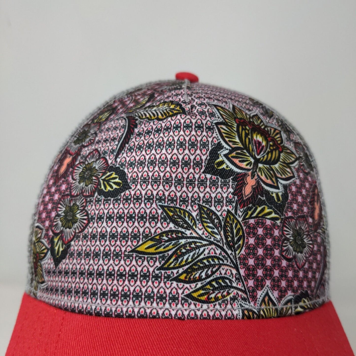 Unbranded Women's Floral Print Snapback Mesh Back Hat Pink Gray Adjustable