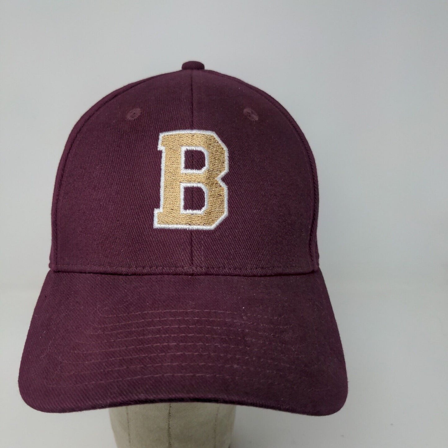 Adidas Mens Fitted Hat Purple Burgundy Size S/M Embroidered B Logo