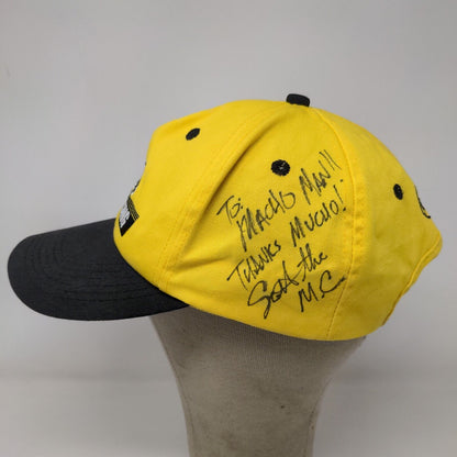 Pennzoil Racing Men's Slideback Hat Yellow Black Signed Autographed Vintage USA