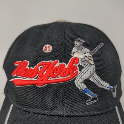 New York Strapback Baseball Hat Black Adjustable Embroidered Logo