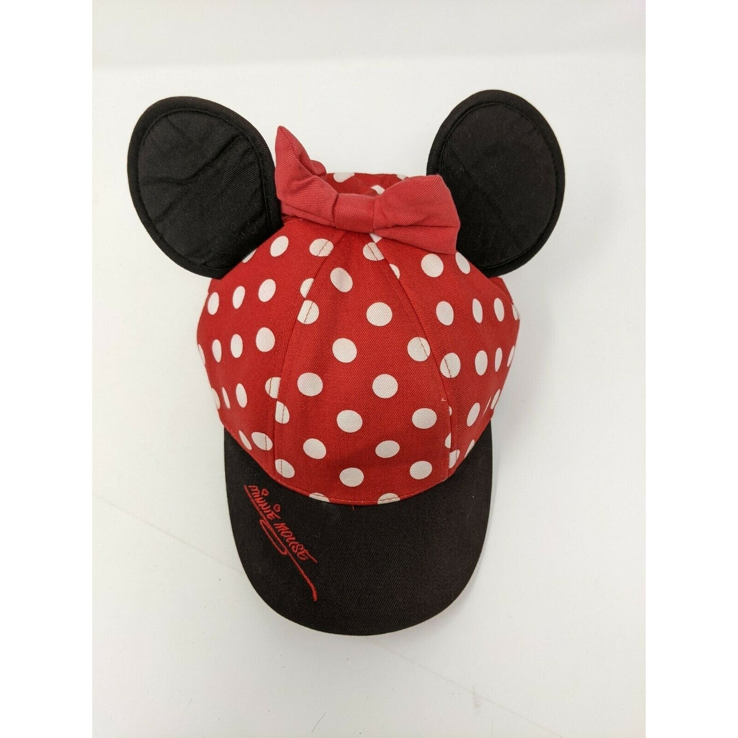 Walt Disney World Girls Youth Minnie Mouse Hat Cap Red Ears Bow Polka Dots